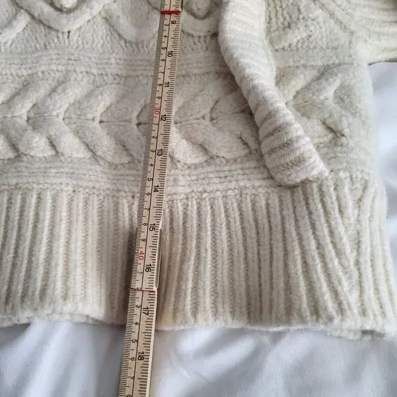 Isabel Marant Milane Cropped Cable Knit Merino Wool Sweater Ivory Sz 34 …